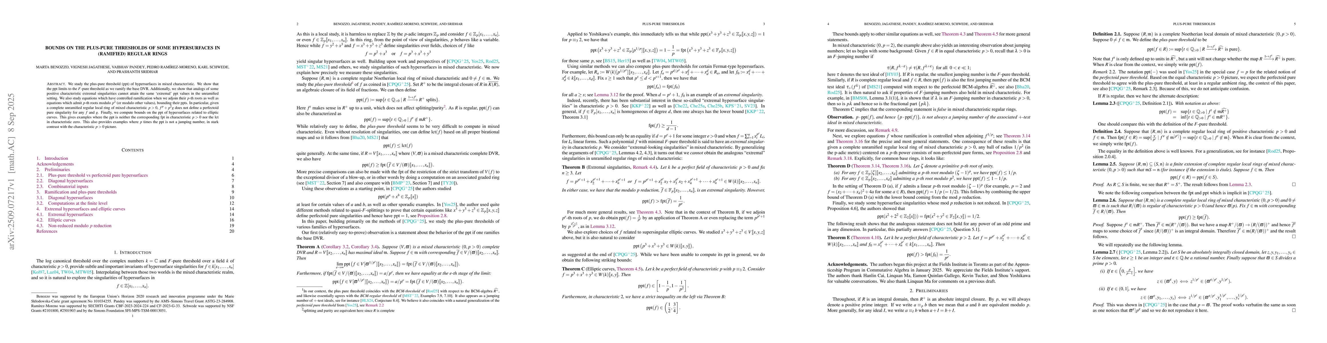 Thumbnail for Bounds on the plus-pure thresholds of some hypersurfaces in (ramified)
  regular rings