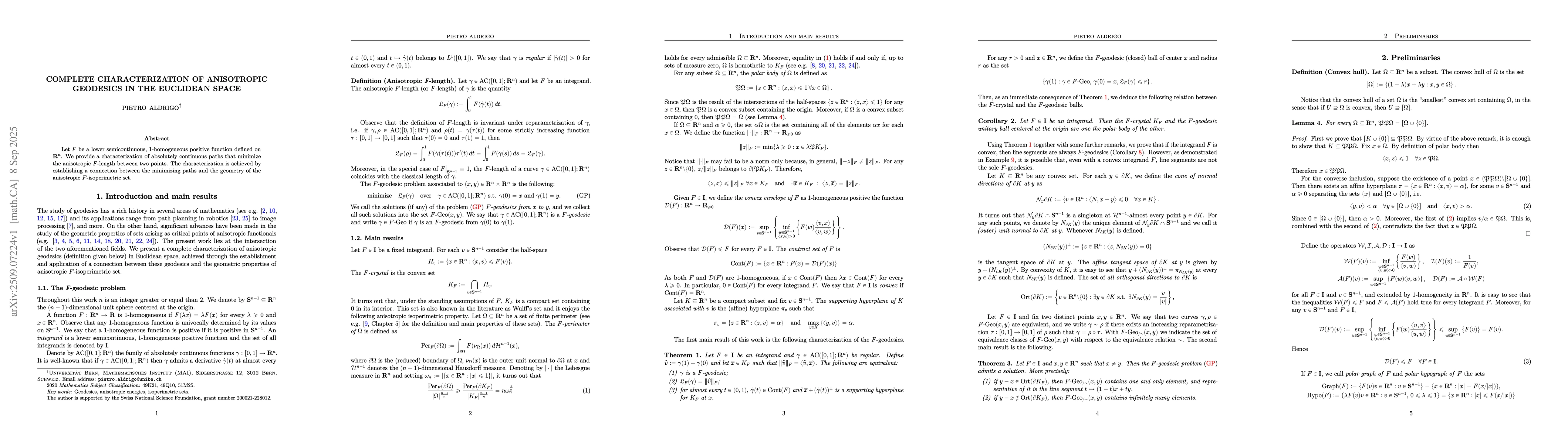 Thumbnail for Complete characterization of anisotropic geodesics in the Euclidean
  space