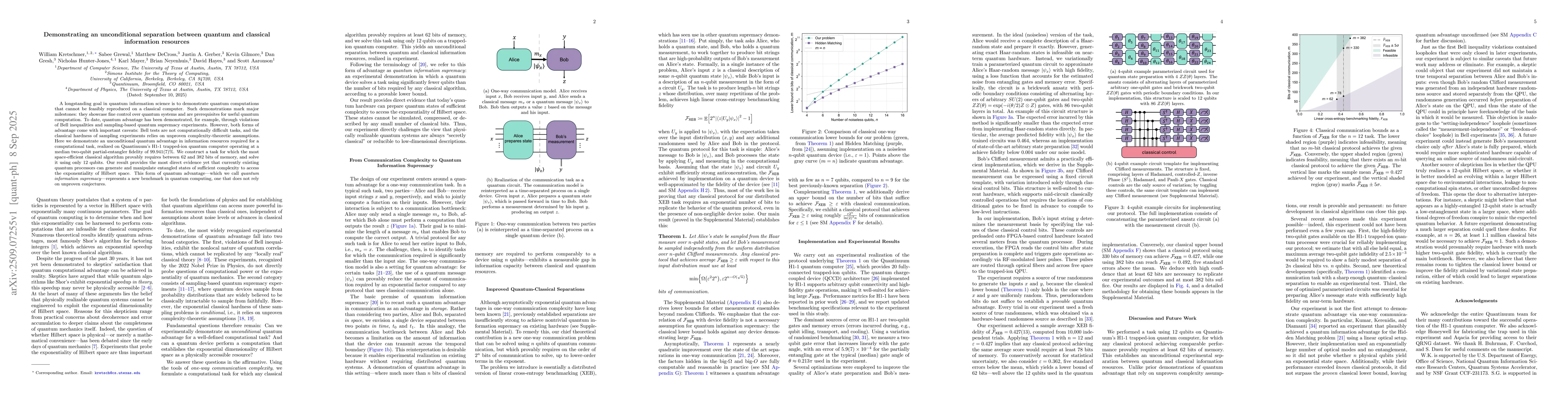 Thumbnail for Demonstrating an unconditional separation between quantum and classical
  information resources