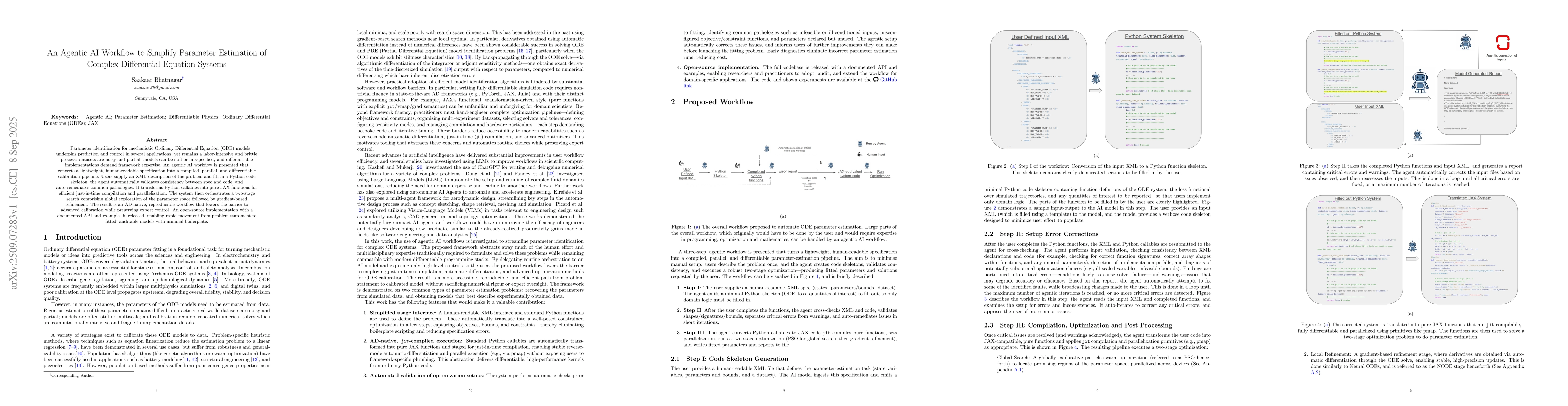 Thumbnail for An Agentic AI Workflow to Simplify Parameter Estimation of Complex
  Differential Equation Systems