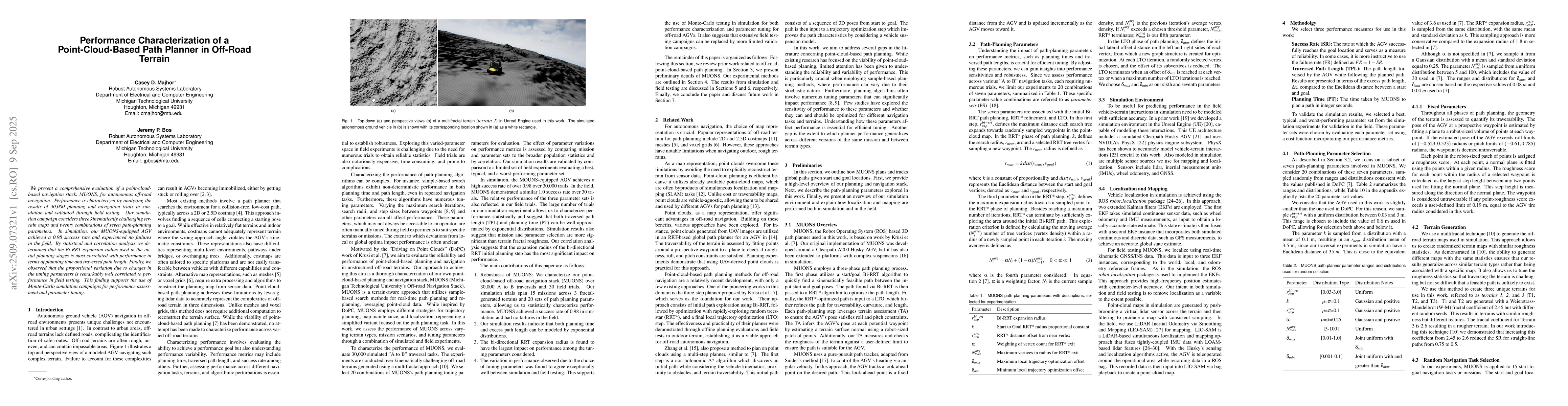 Thumbnail for Performance Characterization of a Point-Cloud-Based Path Planner in
  Off-Road Terrain