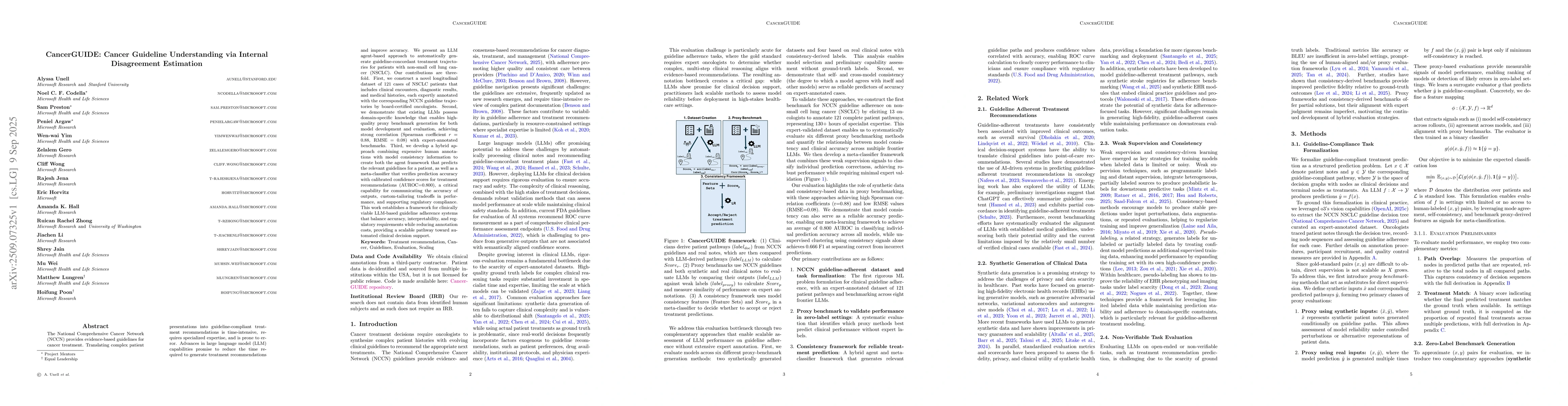 Thumbnail for CancerGUIDE: Cancer Guideline Understanding via Internal Disagreement
  Estimation