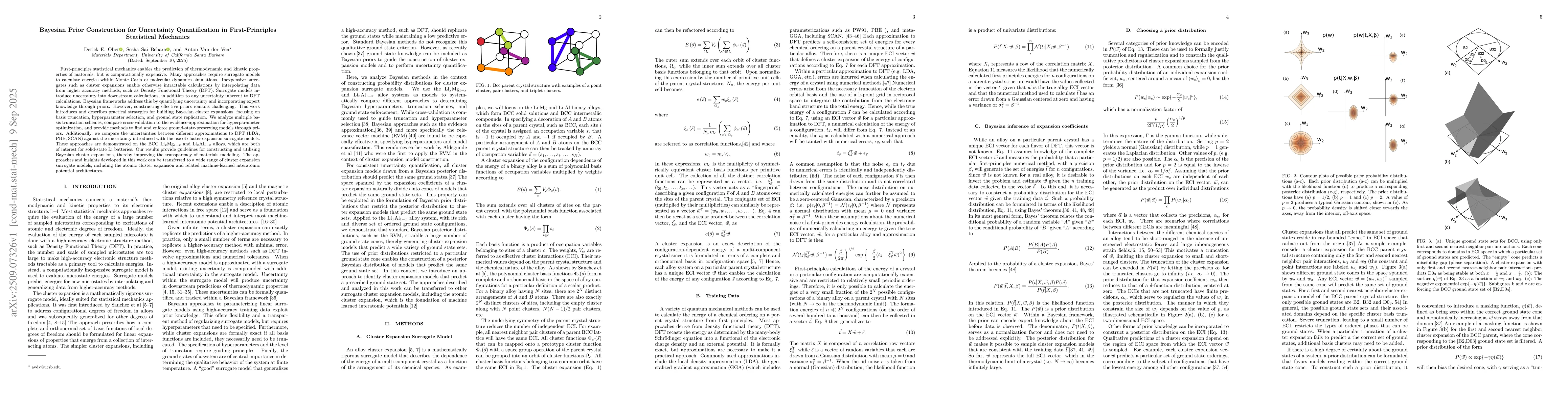 Thumbnail for Bayesian Prior Construction for Uncertainty Quantification in
  First-Principles Statistical Mechanics