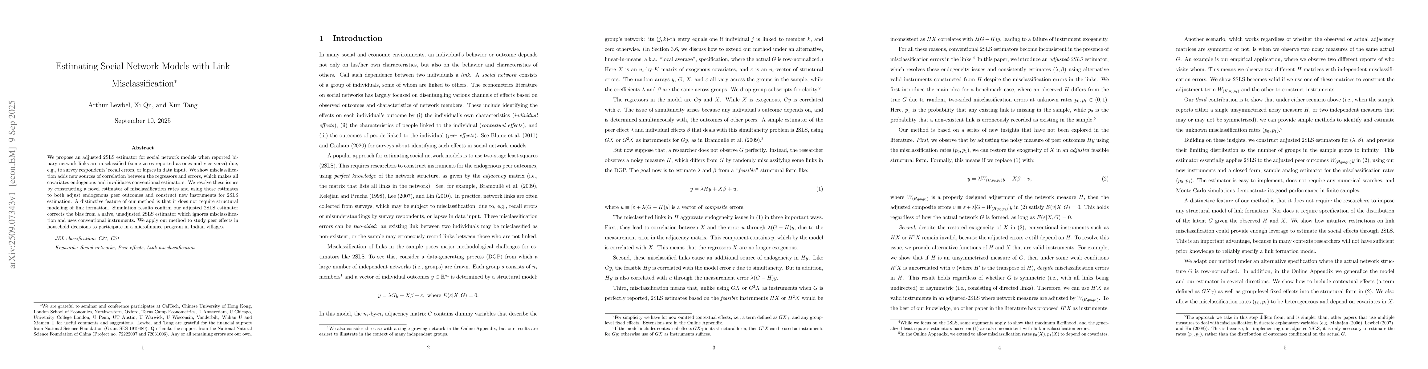 Thumbnail for Estimating Social Network Models with Link Misclassification