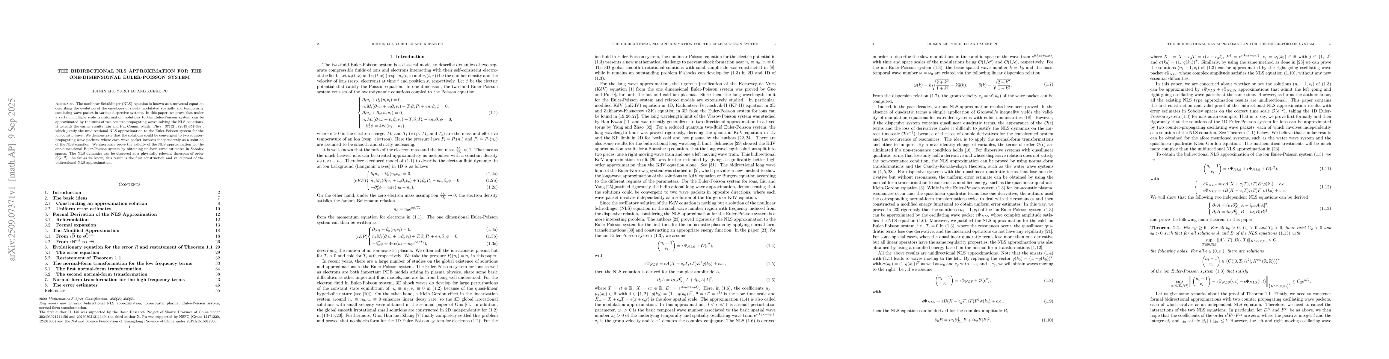 Thumbnail for The bidirectional NLS approximation for the one-dimensional
  Euler-Poisson system