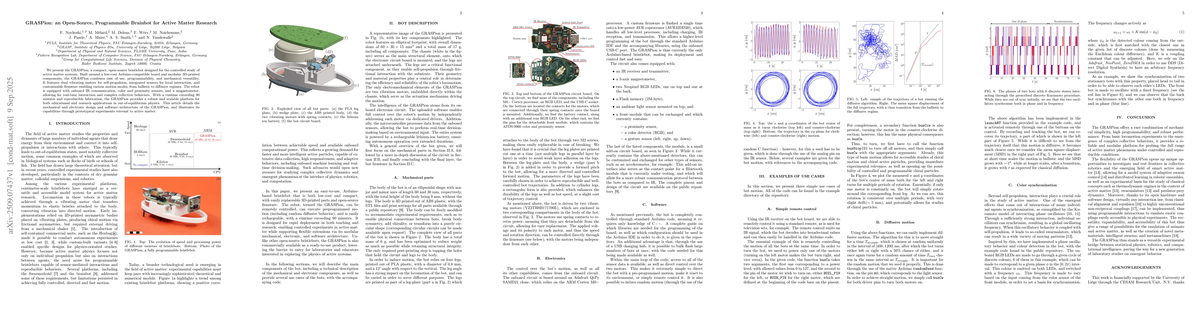 Thumbnail for GRASPion: an Open-Source, Programmable Brainbot for Active Matter
  Research