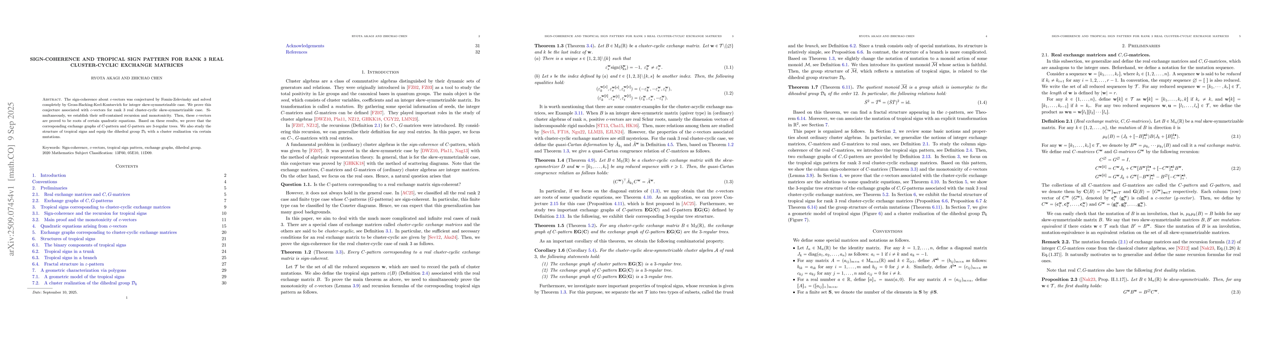 Thumbnail for Sign-coherence and tropical sign pattern for rank $3$ real
  cluster-cyclic exchange matrices