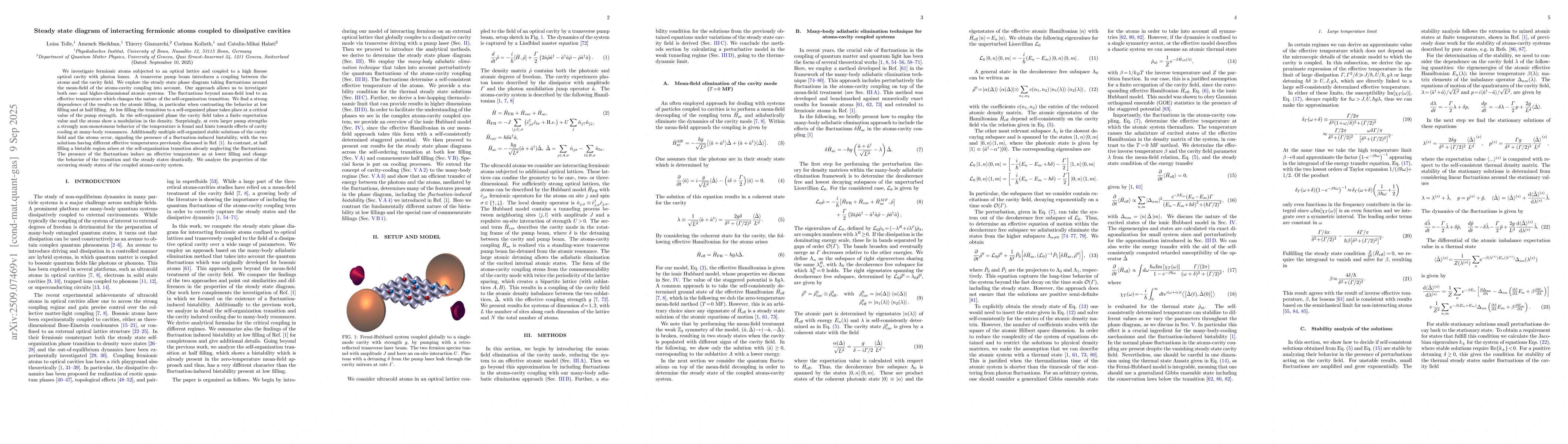 Thumbnail for Steady state diagram of interacting fermionic atoms coupled to
  dissipative cavities