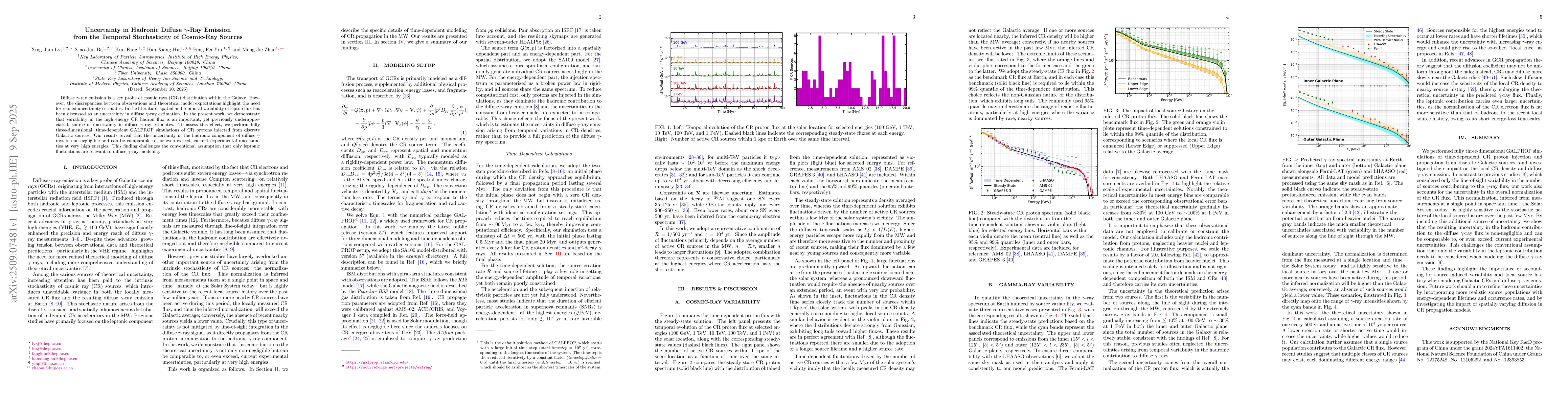 Thumbnail for Uncertainty in Hadronic Diffuse $γ$-Ray Emission from the Temporal
  Stochasticity of Cosmic-Ray Sources