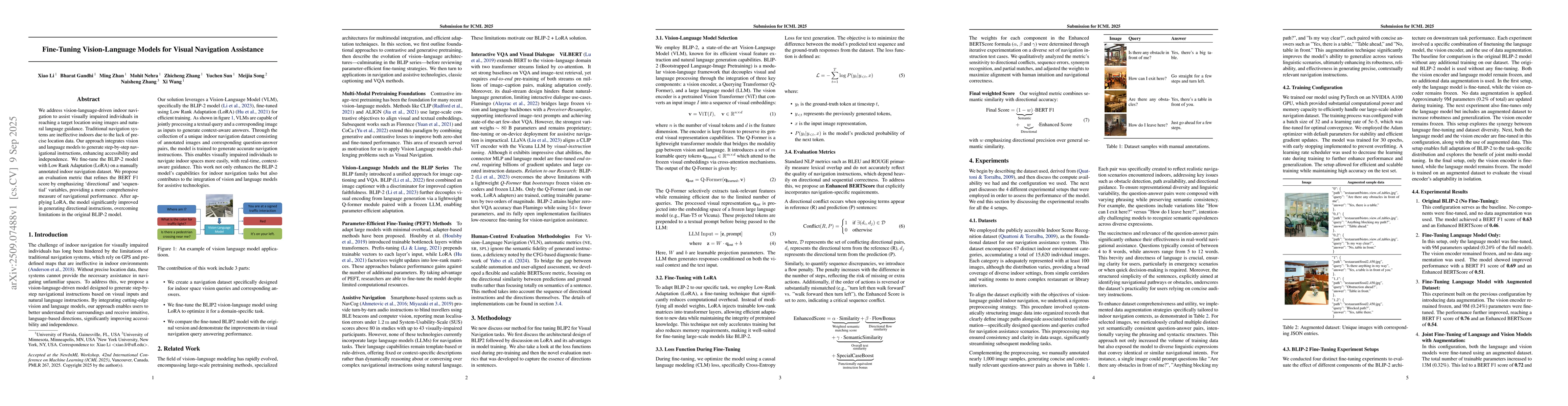 Thumbnail for Fine-Tuning Vision-Language Models for Visual Navigation Assistance