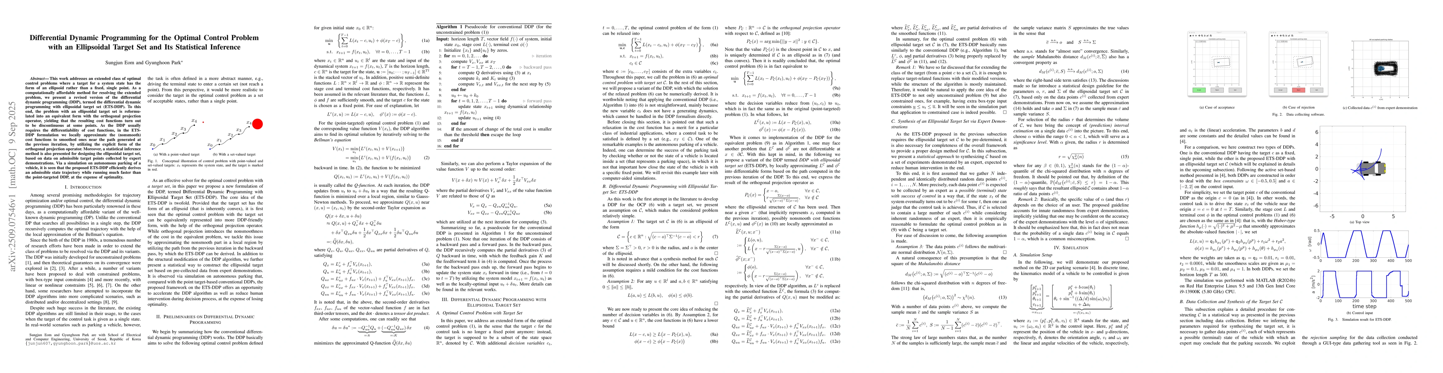 Thumbnail for Differential Dynamic Programming for the Optimal Control Problem with an
  Ellipsoidal Target Set and Its Statistical Inference
