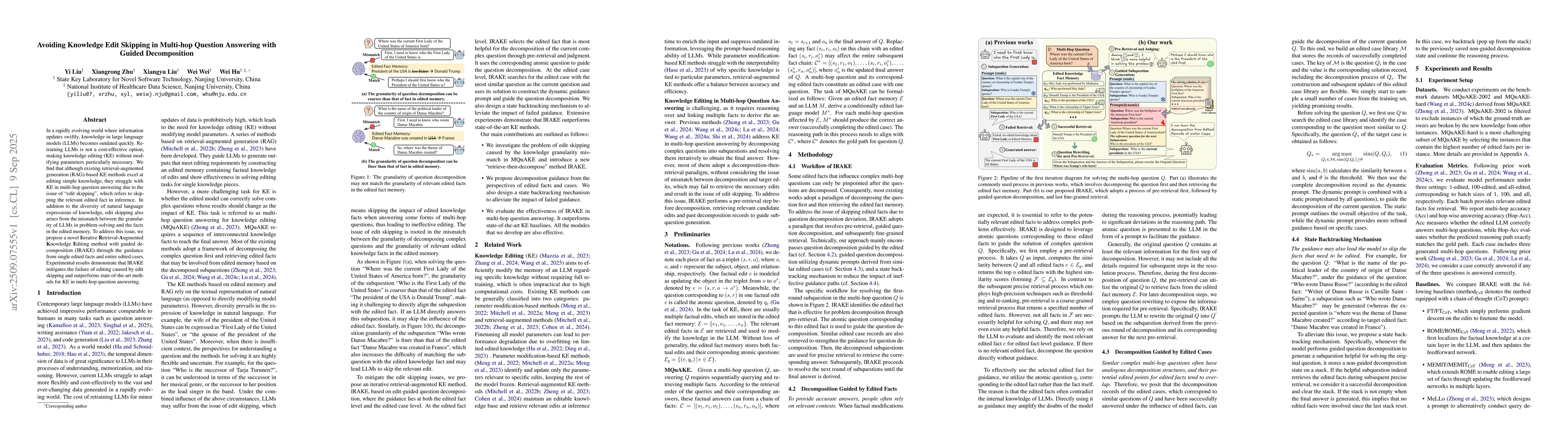 Thumbnail for Avoiding Knowledge Edit Skipping in Multi-hop Question Answering with
  Guided Decomposition