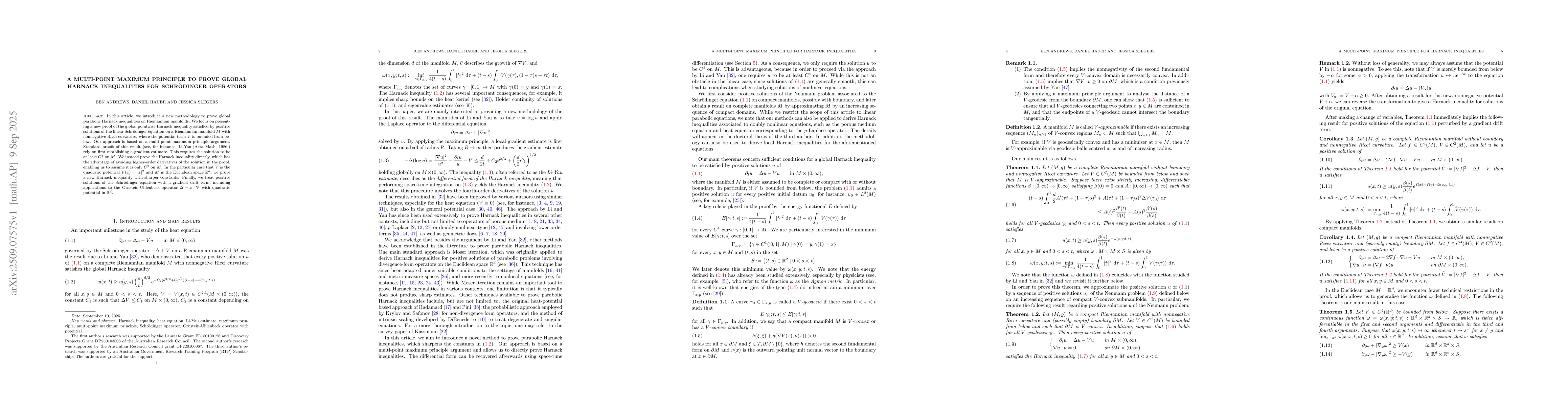 Thumbnail for A multi-point maximum principle to prove global Harnack inequalities for
  Schrödinger operators