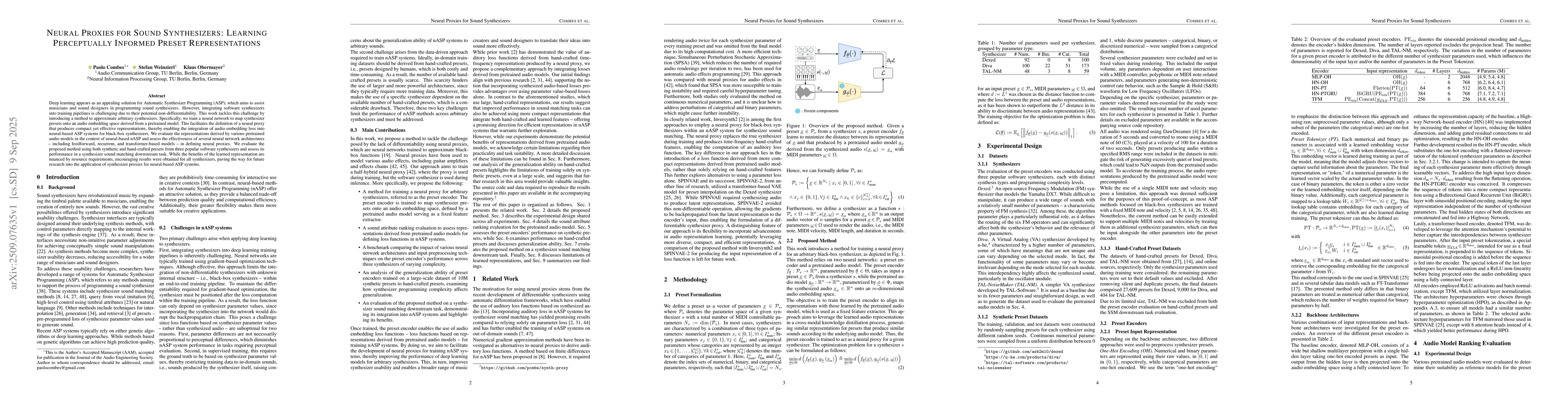Thumbnail for Neural Proxies for Sound Synthesizers: Learning Perceptually Informed
  Preset Representations