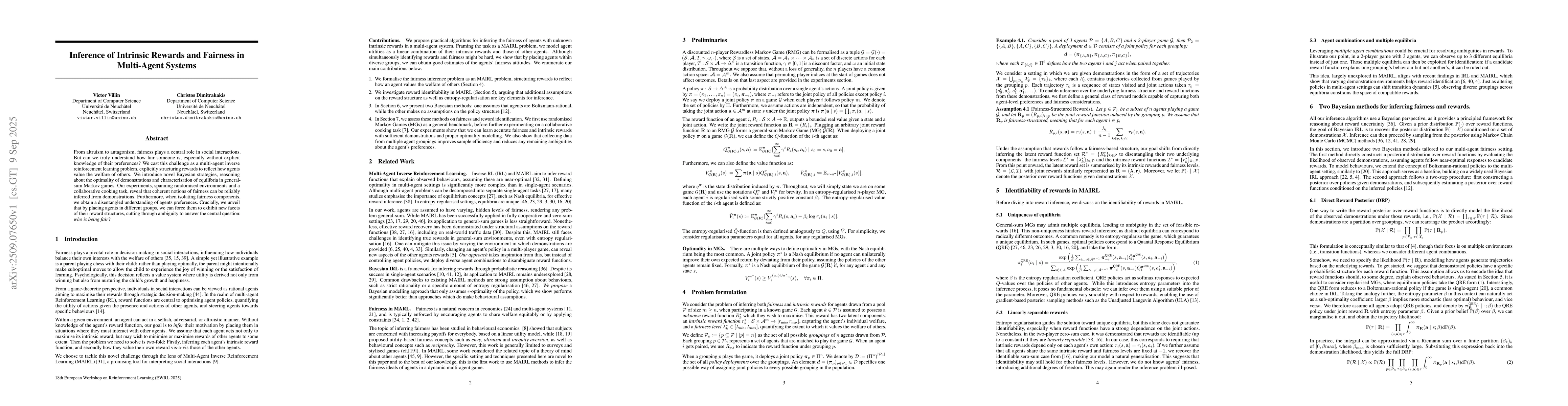 Thumbnail for Inference of Intrinsic Rewards and Fairness in Multi-Agent Systems
