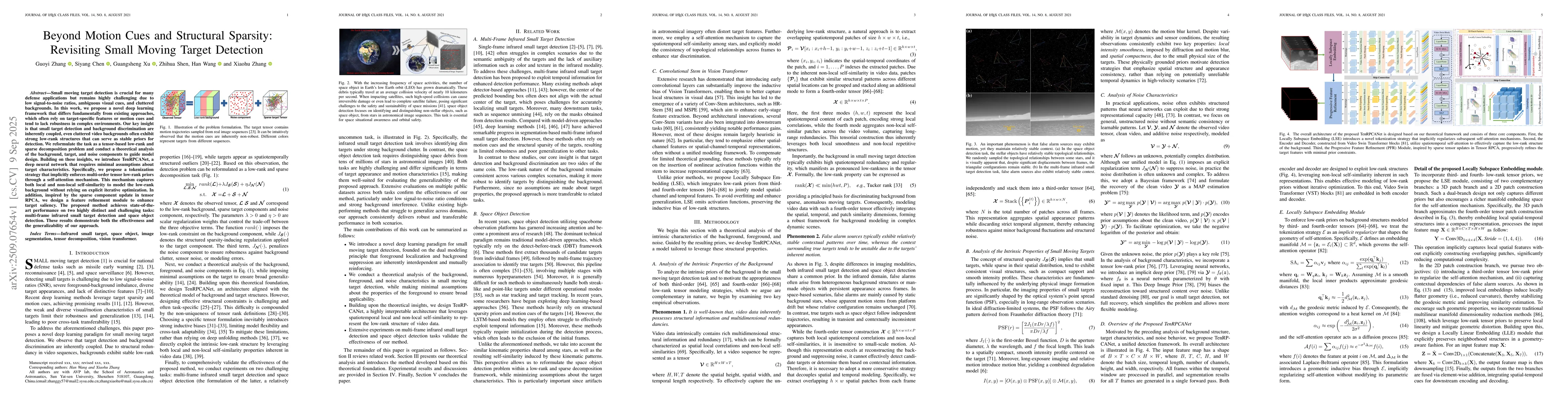 Thumbnail for Beyond Motion Cues and Structural Sparsity: Revisiting Small Moving
  Target Detection