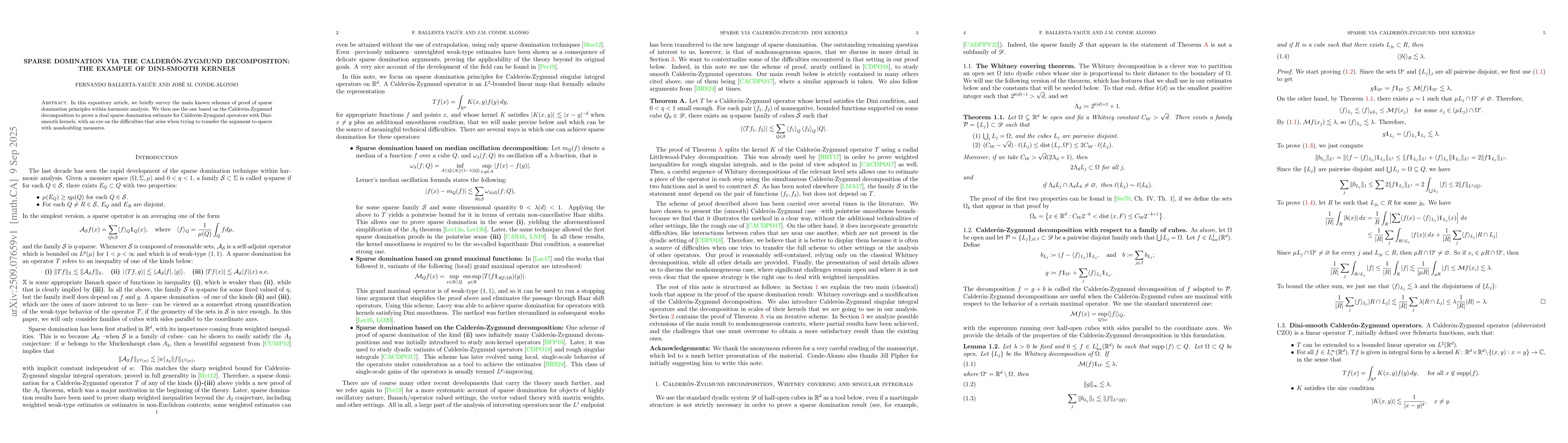 Thumbnail for Sparse domination via the Calderón-Zygmund decomposition: the example
  of Dini-smooth kernels