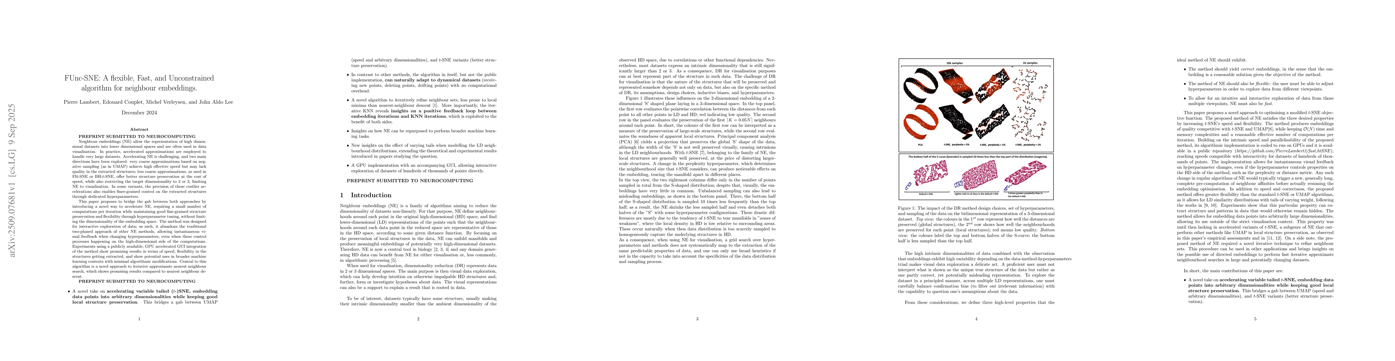 Thumbnail for FUnc-SNE: A flexible, Fast, and Unconstrained algorithm for neighbour
  embeddings