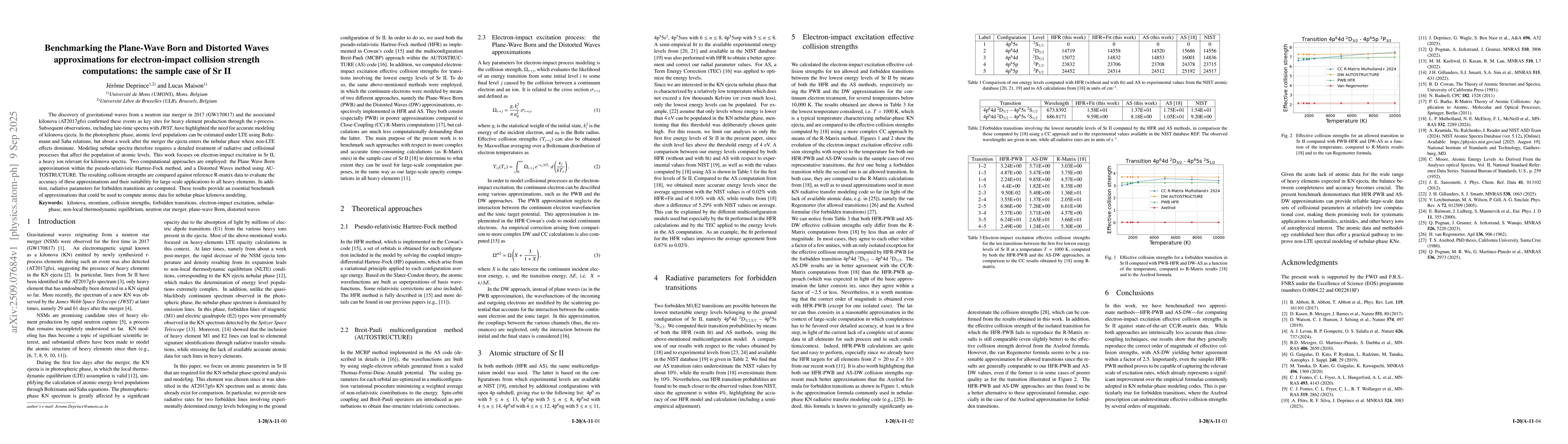 Thumbnail for Benchmarking the Plane-Wave Born and Distorted Waves approximations for
  electron-impact collision strengthcomputations: the sample case of Sr II