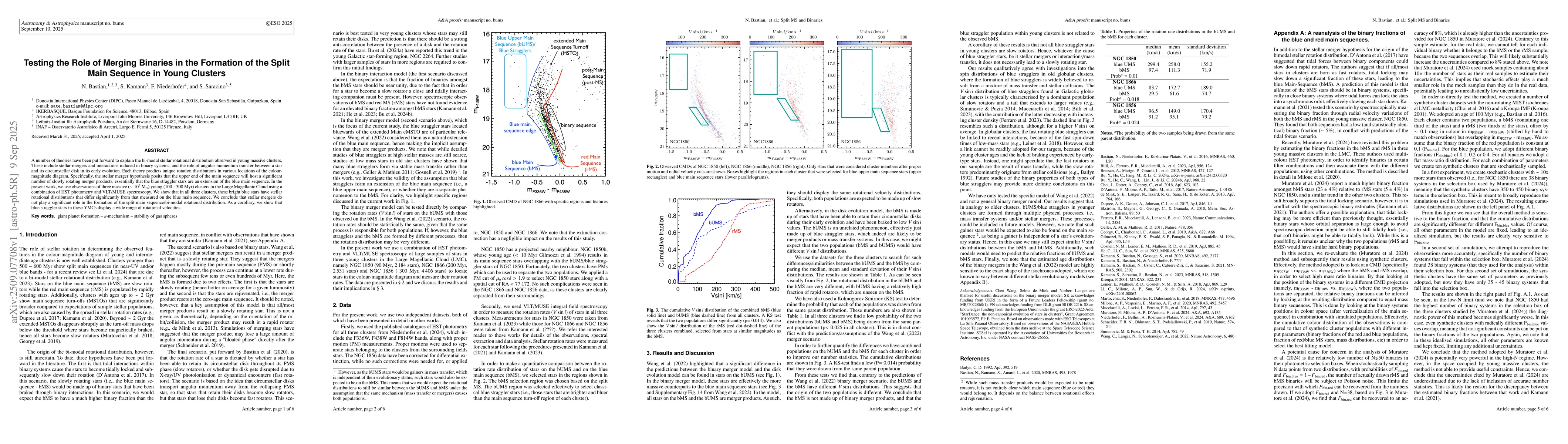 Thumbnail for Testing the Role of Merging Binaries in the Formation of the Split Main
  Sequence in Young Clusters