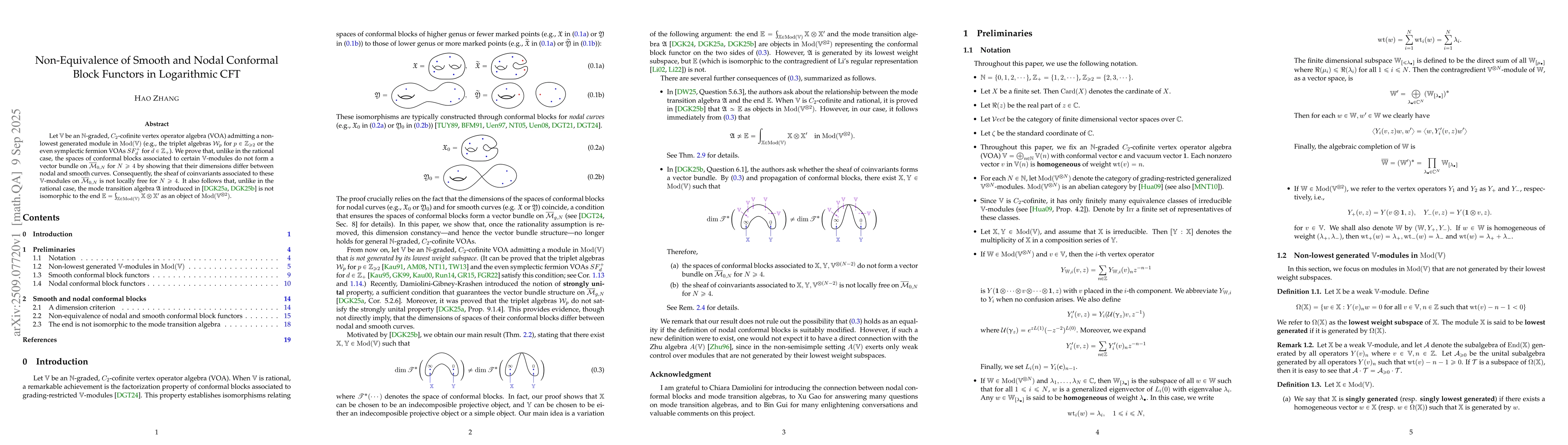 Thumbnail for Non-Equivalence of Smooth and Nodal Conformal Block Functors in
  Logarithmic CFT
