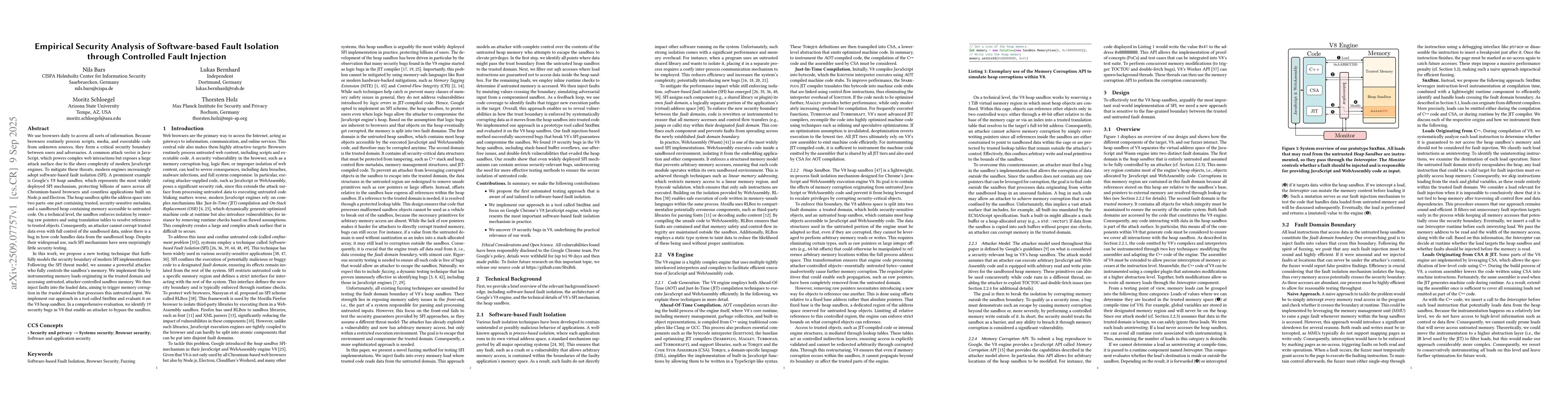 Thumbnail for Empirical Security Analysis of Software-based Fault Isolation through
  Controlled Fault Injection