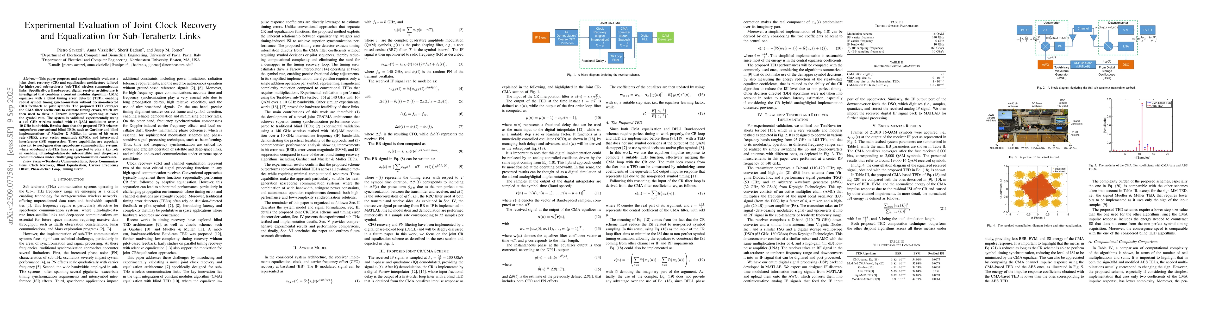 Thumbnail for Experimental Evaluation of Joint Clock Recovery and Equalization for
  Sub-Terahertz Links
