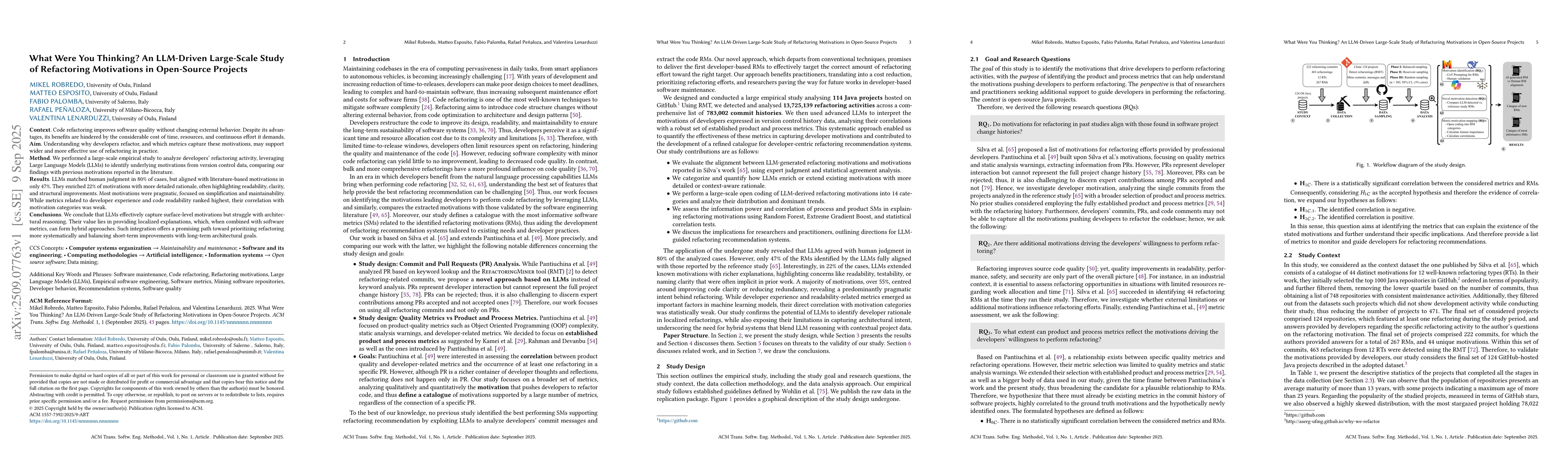 Thumbnail for What Were You Thinking? An LLM-Driven Large-Scale Study of Refactoring
  Motivations in Open-Source Projects