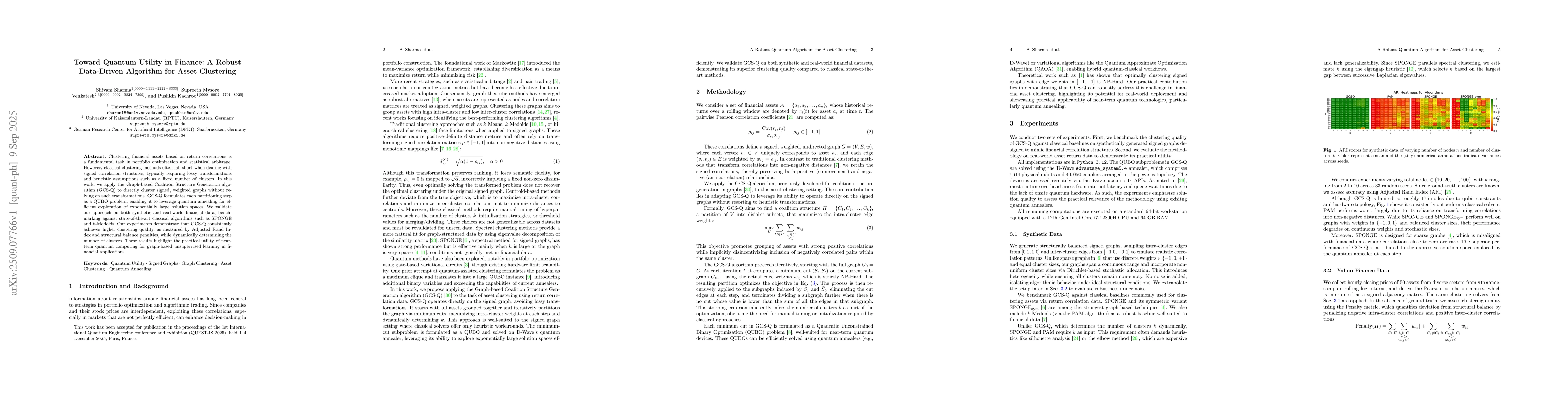 Thumbnail for Toward Quantum Utility in Finance: A Robust Data-Driven Algorithm for
  Asset Clustering