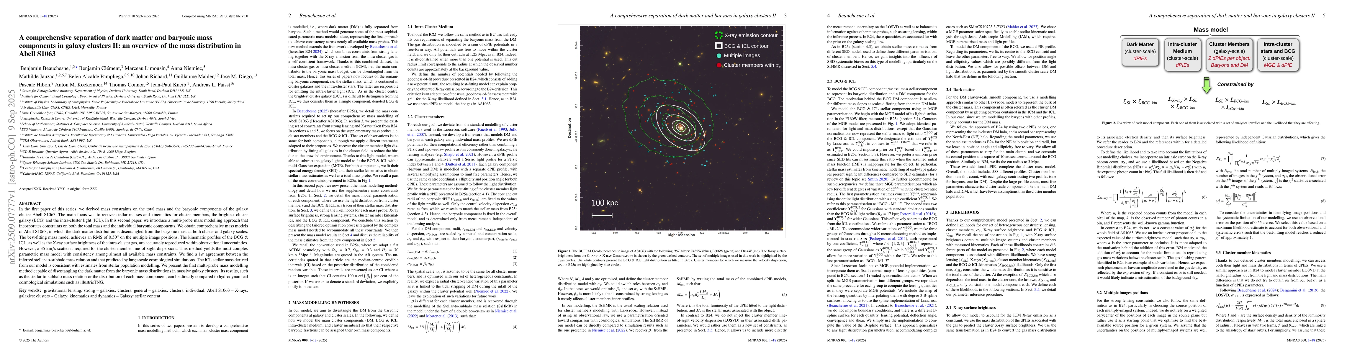 Thumbnail for A comprehensive separation of dark matter and baryonic mass components
  in galaxy clusters II: an overview of the mass distribution in Abell S1063