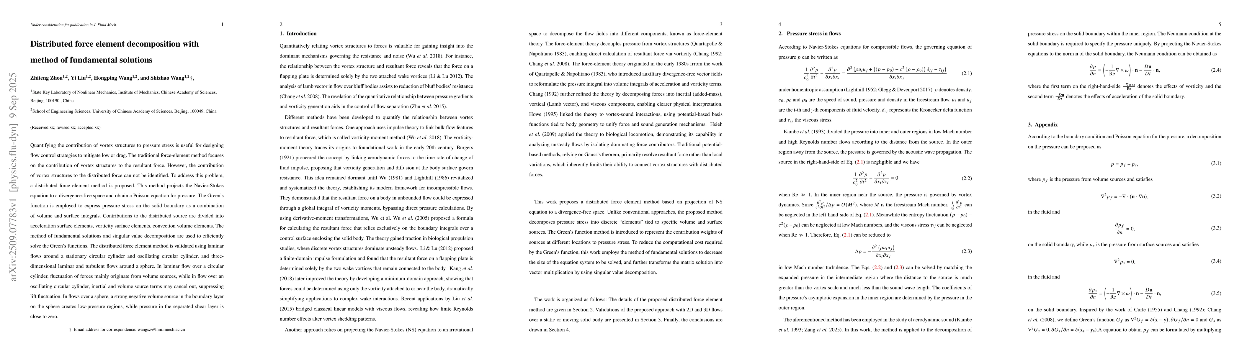 Thumbnail for Distributed force element decomposition with method of fundamental
  solutions