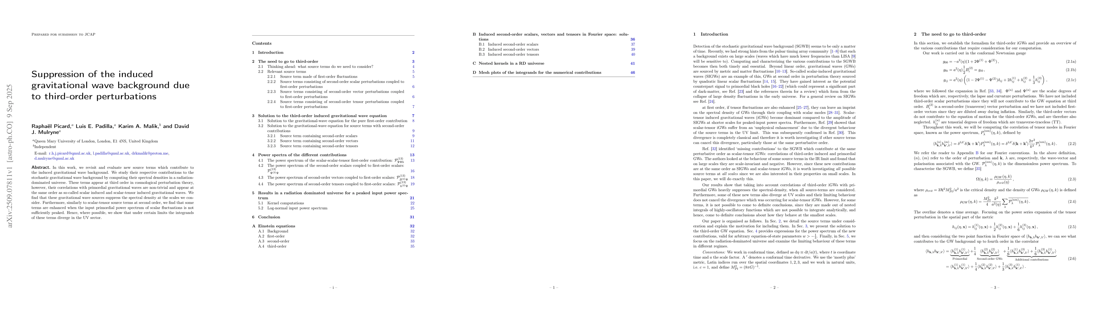 Thumbnail for Suppression of the induced gravitational wave background due to
  third-order perturbations