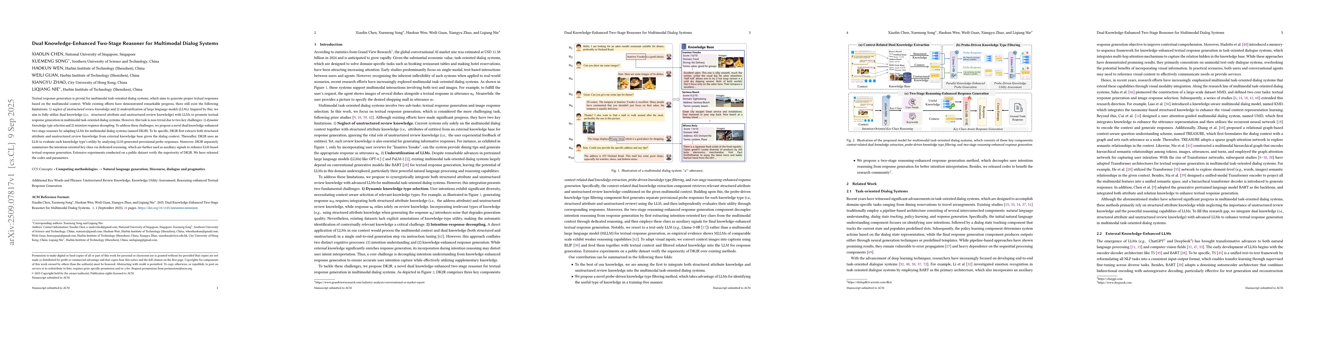 Thumbnail for Dual Knowledge-Enhanced Two-Stage Reasoner for Multimodal Dialog Systems