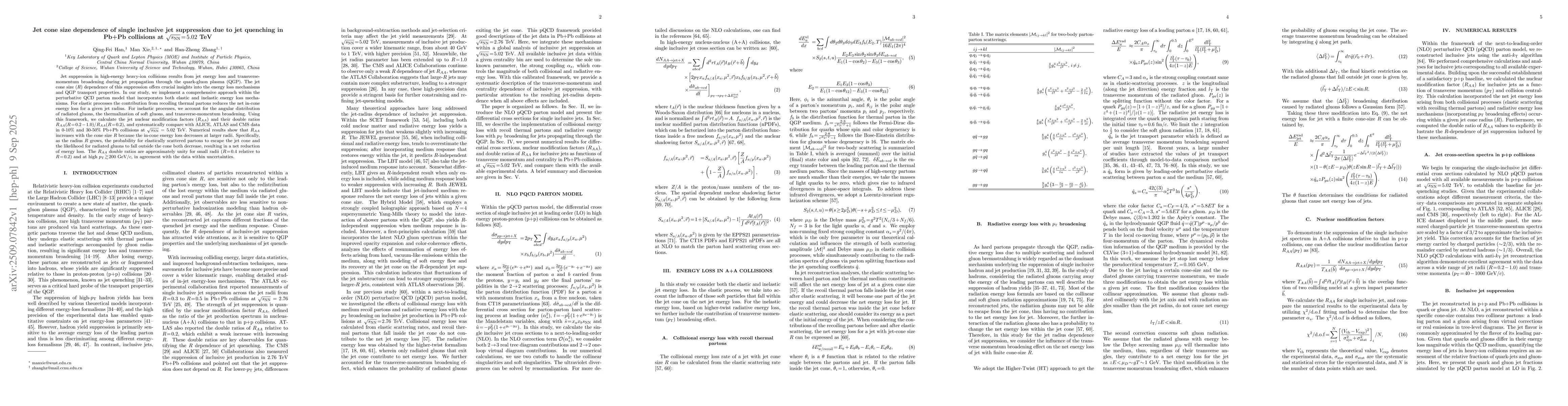 Thumbnail for Jet cone size dependence of single inclusive jet suppression due to jet
  quenching in Pb+Pb collisions at $\sqrt{s_{\rm NN}}=5.02$ TeV