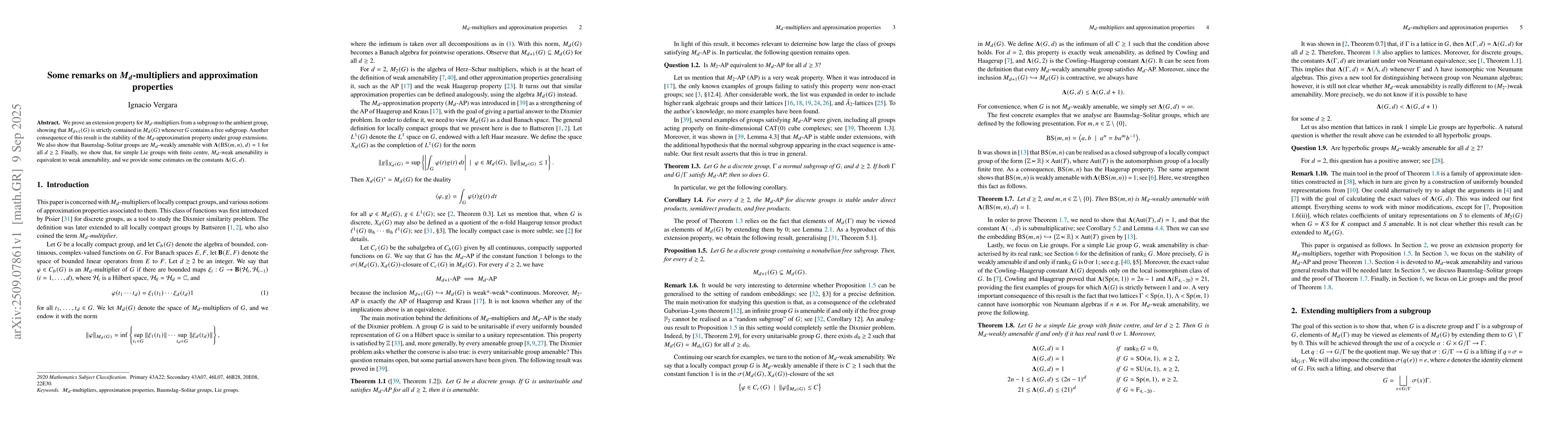 Thumbnail for Some remarks on $M_d$-multipliers and approximation properties