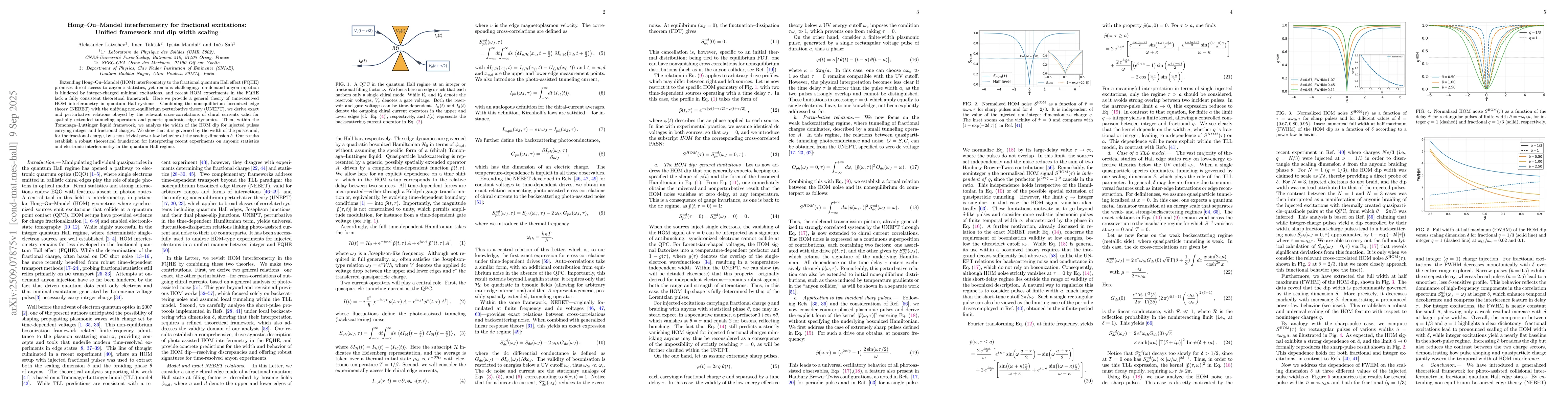 Thumbnail for Hong-Ou-Mandel interferometry for fractional excitations: Unified
  framework and dip width scaling
