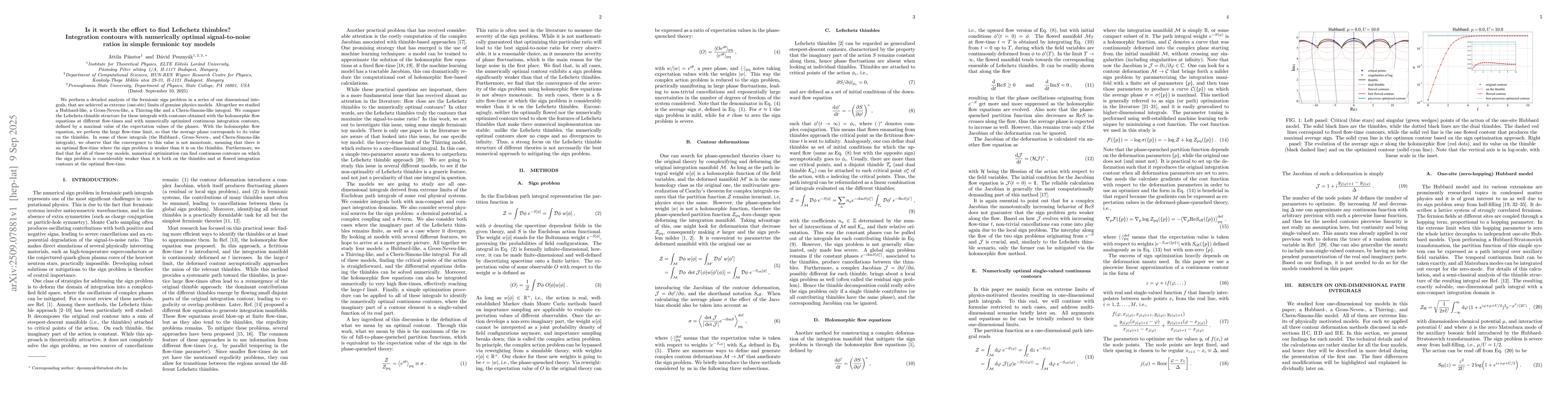 Thumbnail for Is it worth the effort to find Lefschetz thimbles? Integration contours
  with numerically optimal signal-to-noise ratios in simple fermionic toy
  models