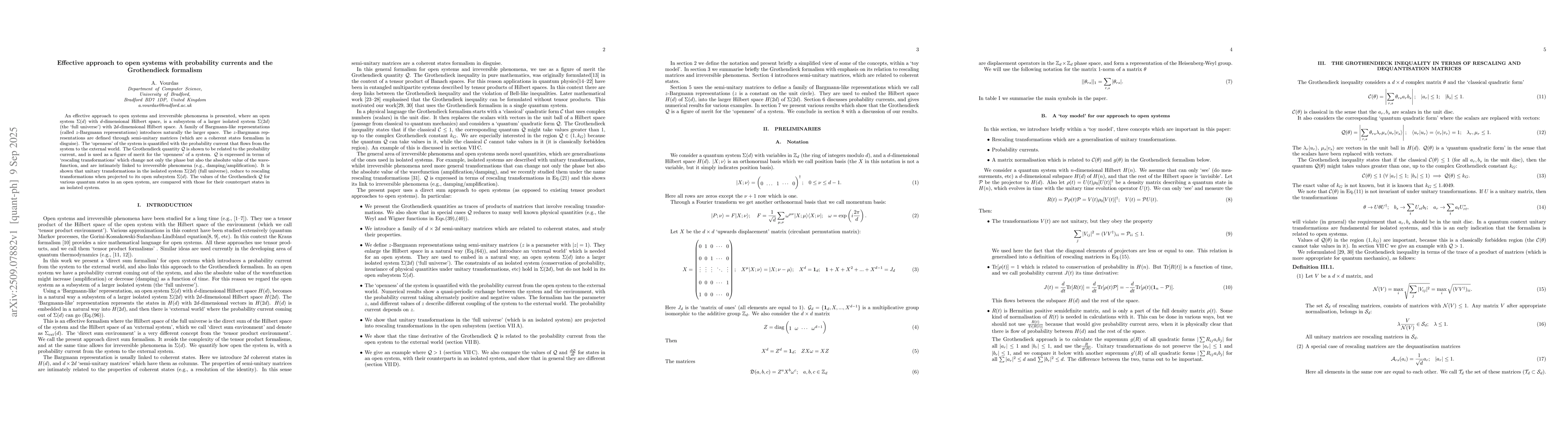 Thumbnail for Effective approach to open systems with probability currents and the
  Grothendieck formalism