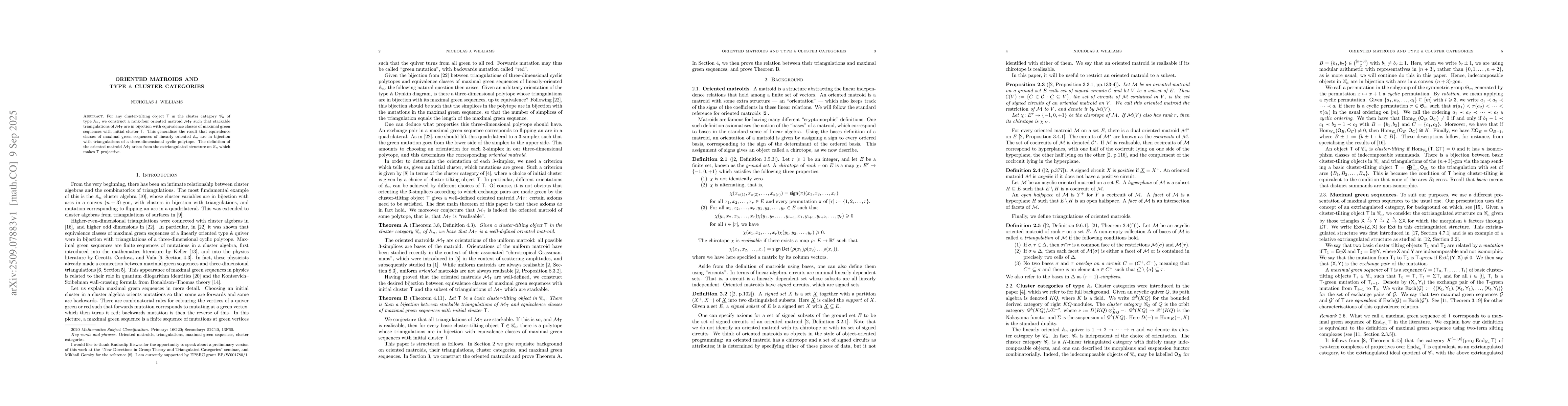 Thumbnail for Oriented matroids and type $\mathbb{A}$ cluster categories