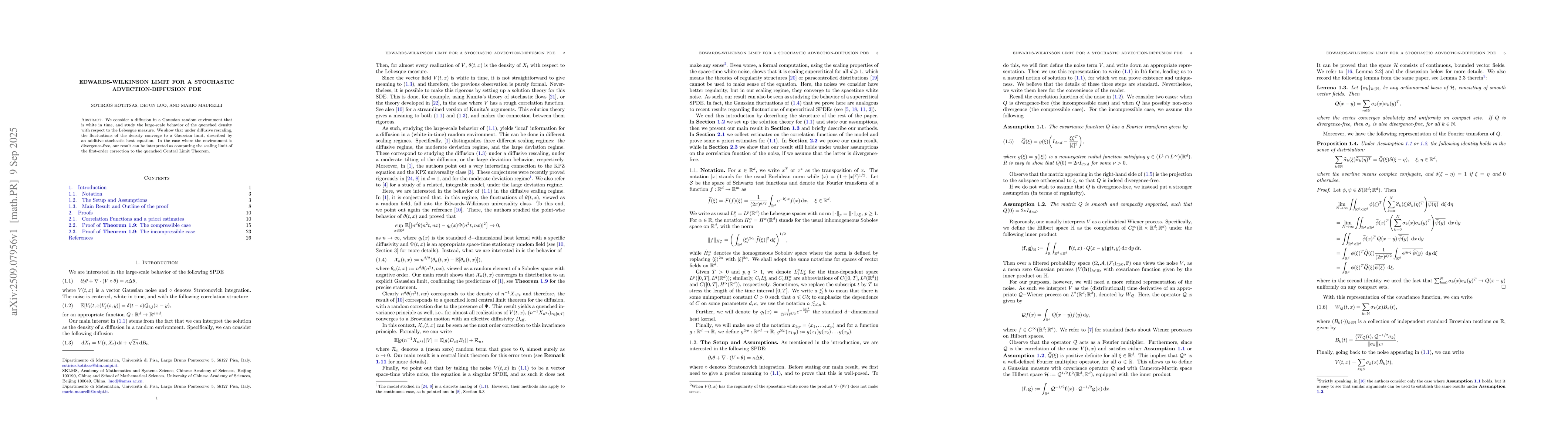 Thumbnail for Edwards-Wilkinson limit for a stochastic advection-diffusion PDE