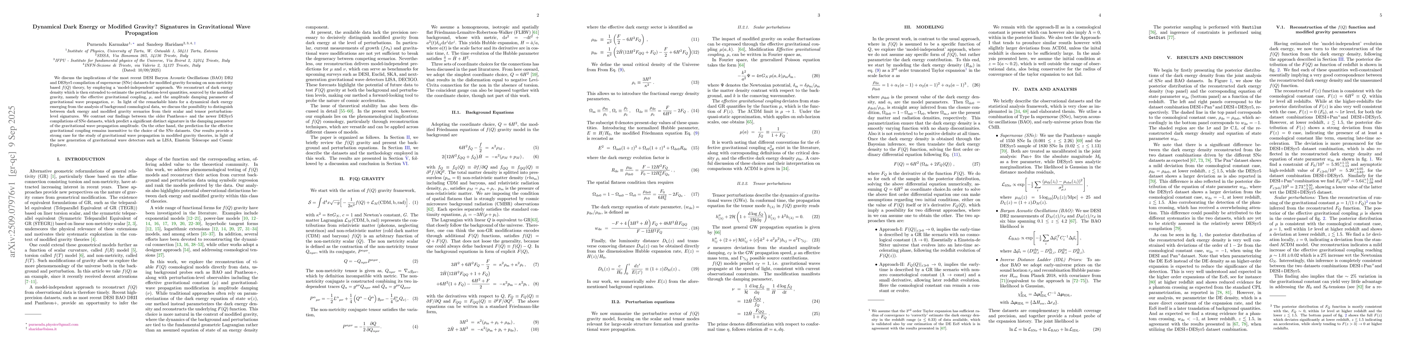 Thumbnail for Dynamical Dark Energy or Modified Gravity? Signatures in Gravitational
  Wave Propagation