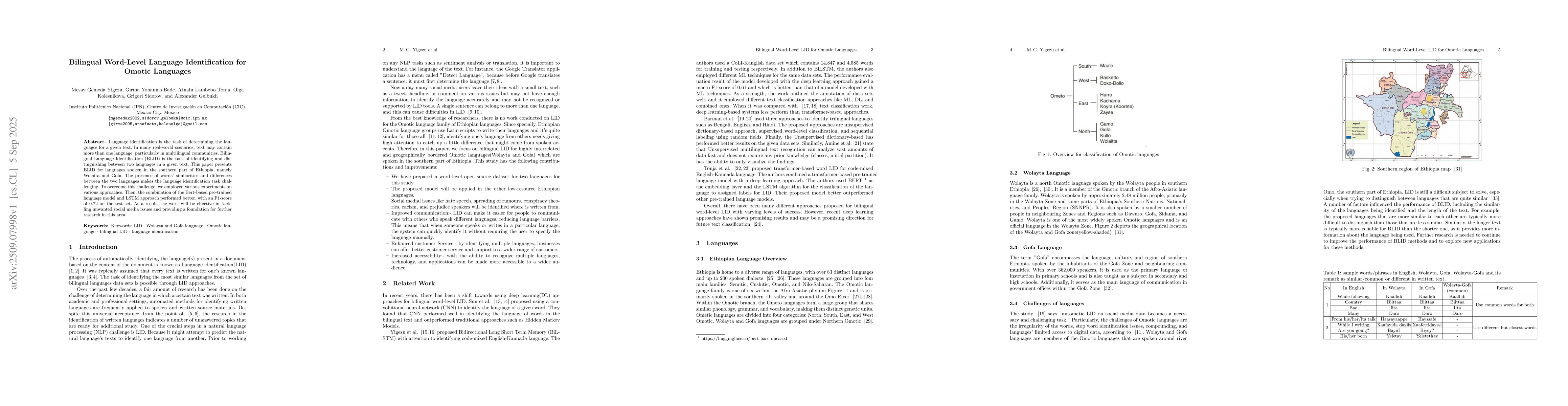 Thumbnail for Bilingual Word Level Language Identification for Omotic Languages
