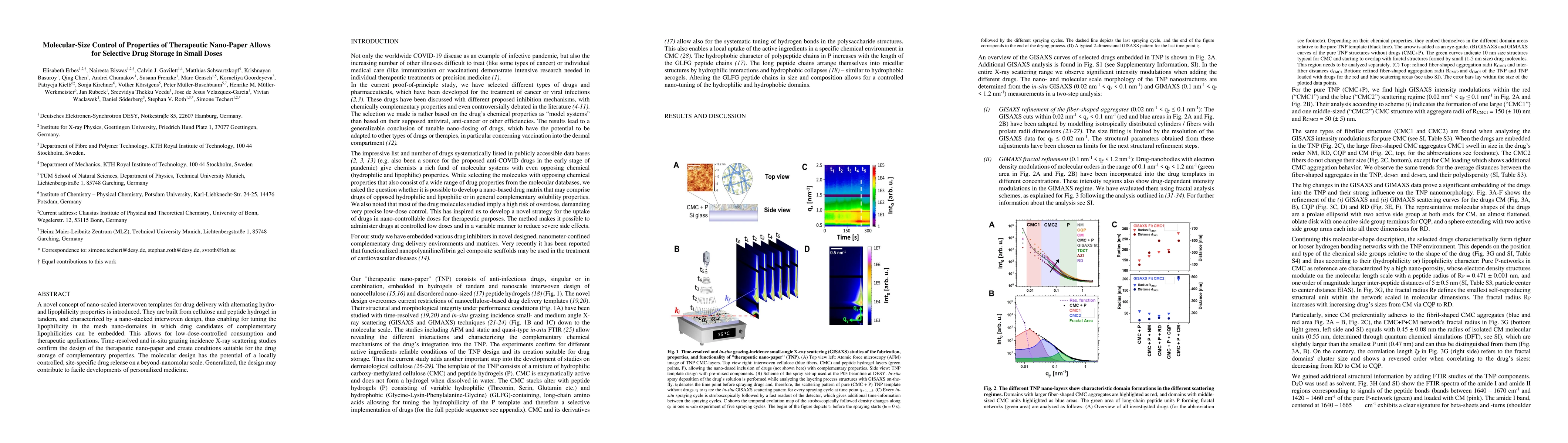 Thumbnail for Molecular-Size Control of Properties of Therapeutic Nano-Paper Allows
  for Selective Drug Storage in Small Doses