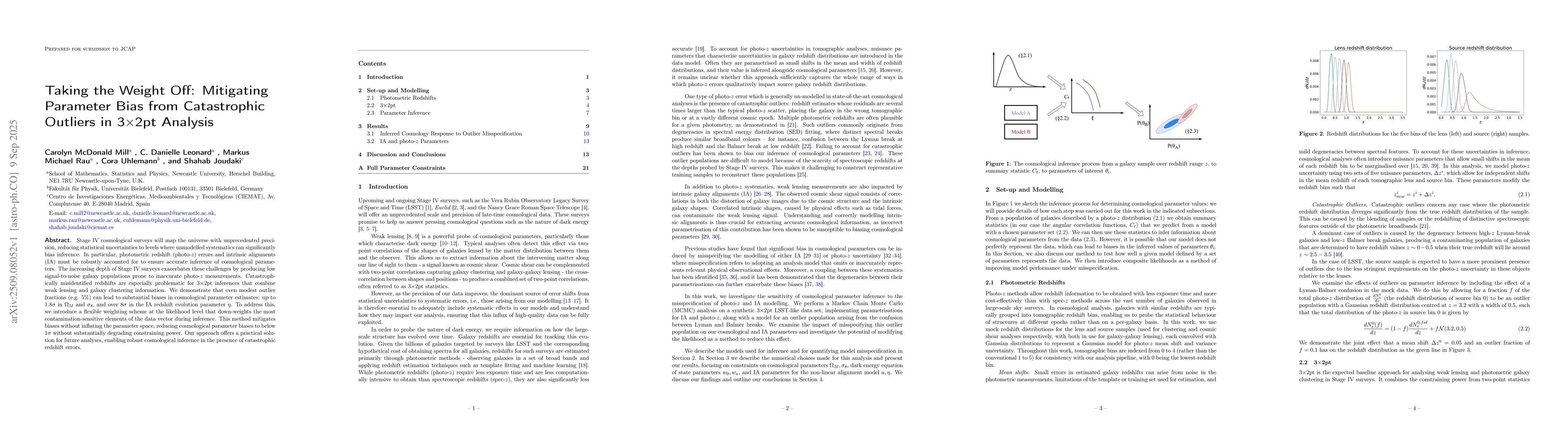 Thumbnail for Taking the Weight Off: Mitigating Parameter Bias from Catastrophic
  Outliers in 3$\times$2pt Analysis