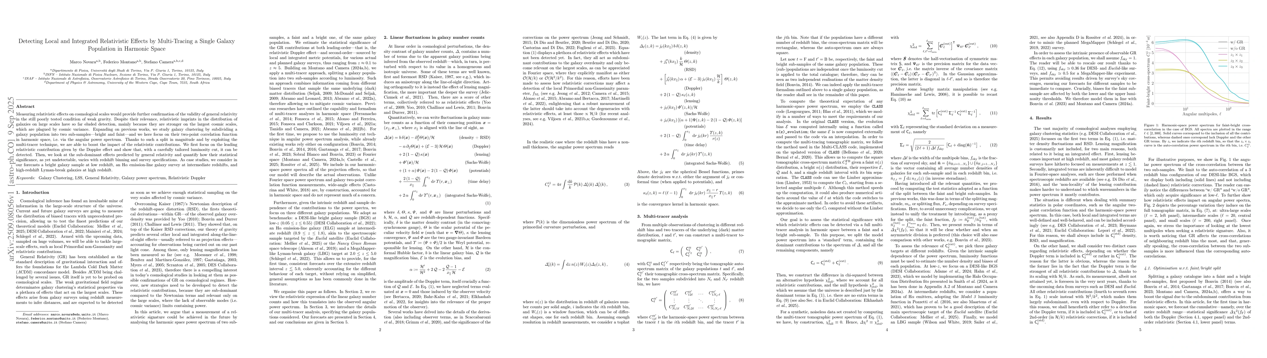 Thumbnail for Detecting Local and Integrated Relativistic Effects by Multi-Tracing a
  Single Galaxy Population in Harmonic Space