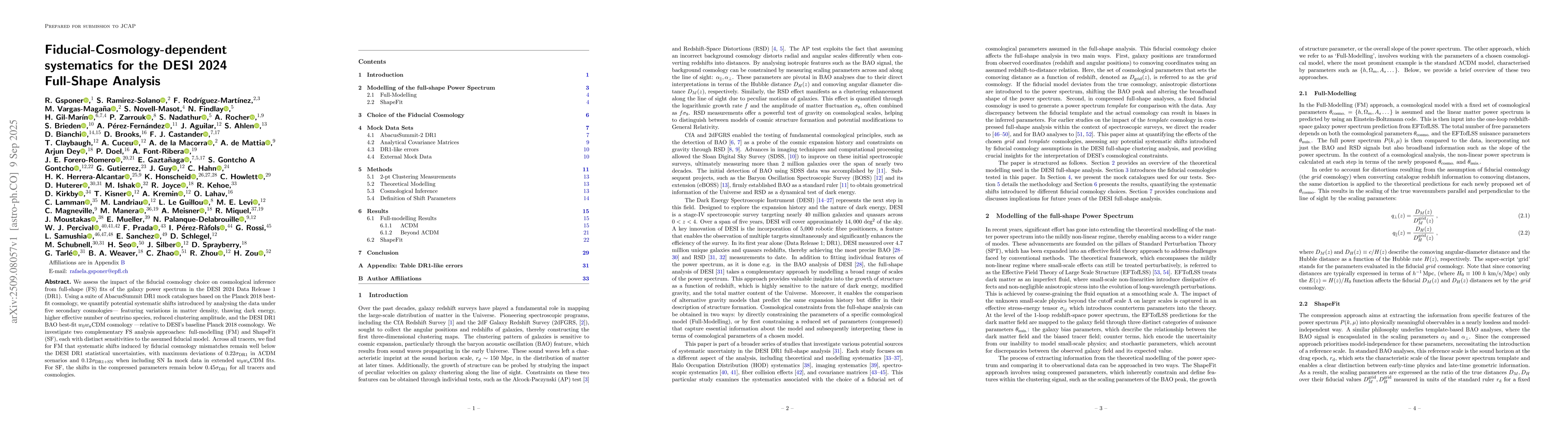 Thumbnail for Fiducial-Cosmology-dependent systematics for the DESI 2024 Full-Shape
  Analysis