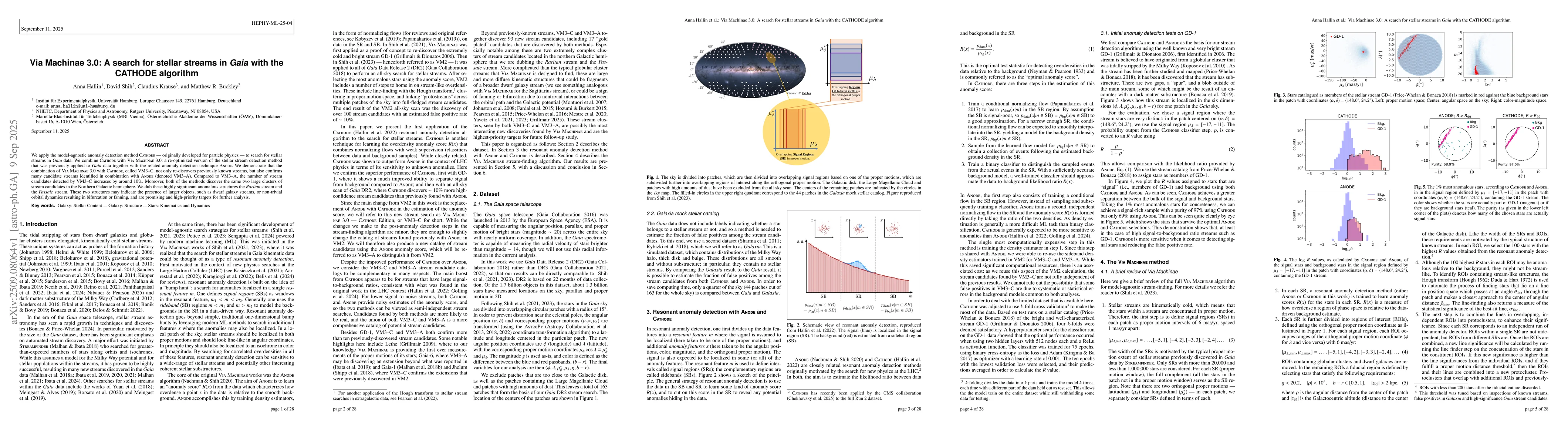Thumbnail for Via Machinae 3.0: A search for stellar streams in Gaia with the CATHODE
  algorithm