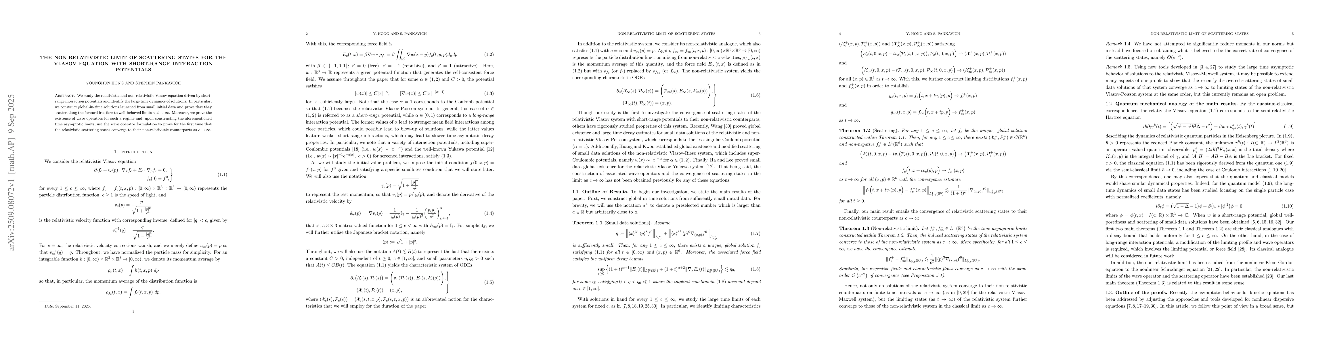 Thumbnail for The non-relativistic limit of scattering states for the Vlasov equation
  with short-range interaction potentials
