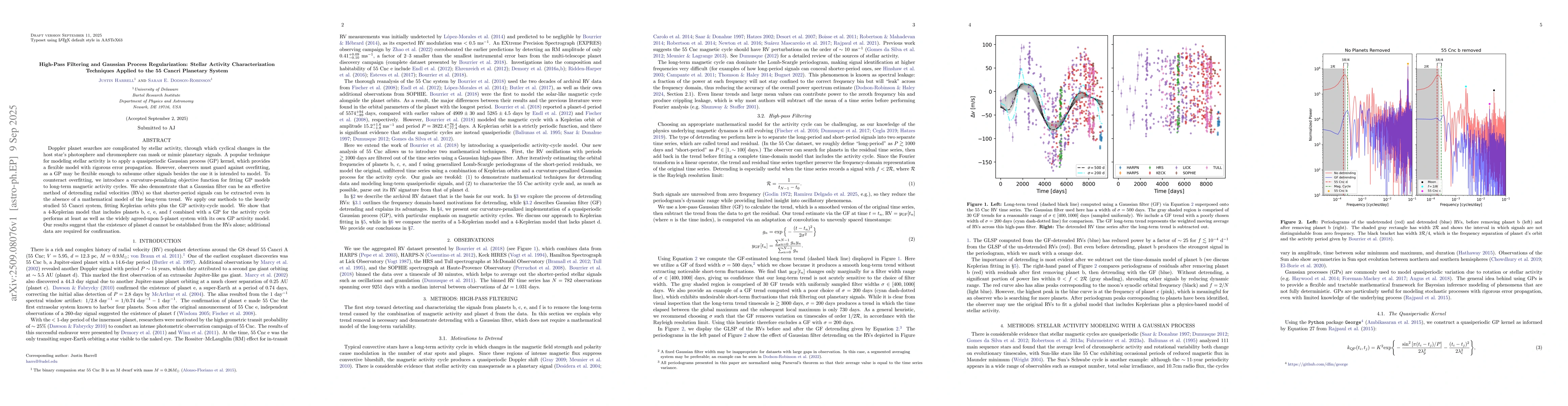 Thumbnail for High-Pass Filtering and Gaussian Process Regularization: Stellar
  Activity Characterization Techniques Applied to the 55 Cancri Planetary
  System