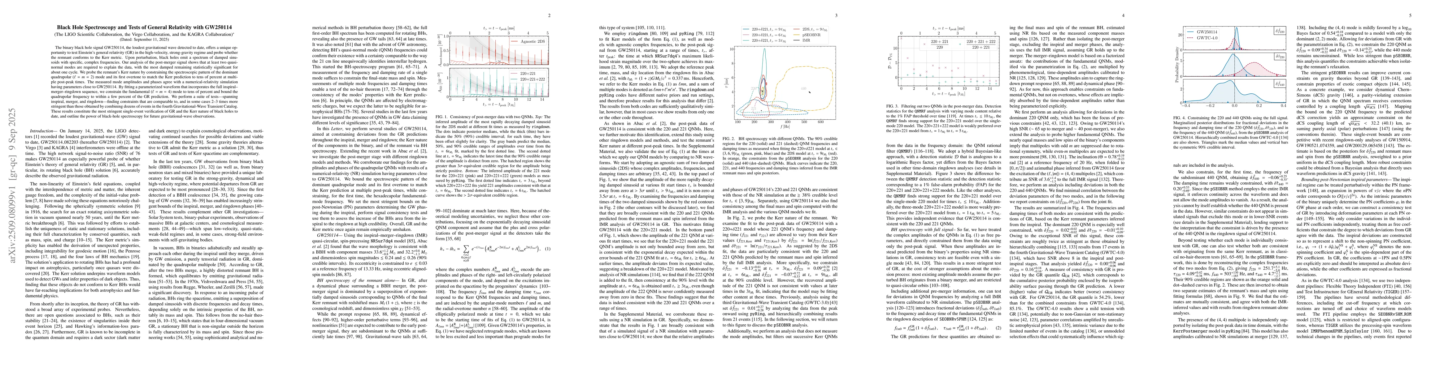 Thumbnail for Black Hole Spectroscopy and Tests of General Relativity with GW250114